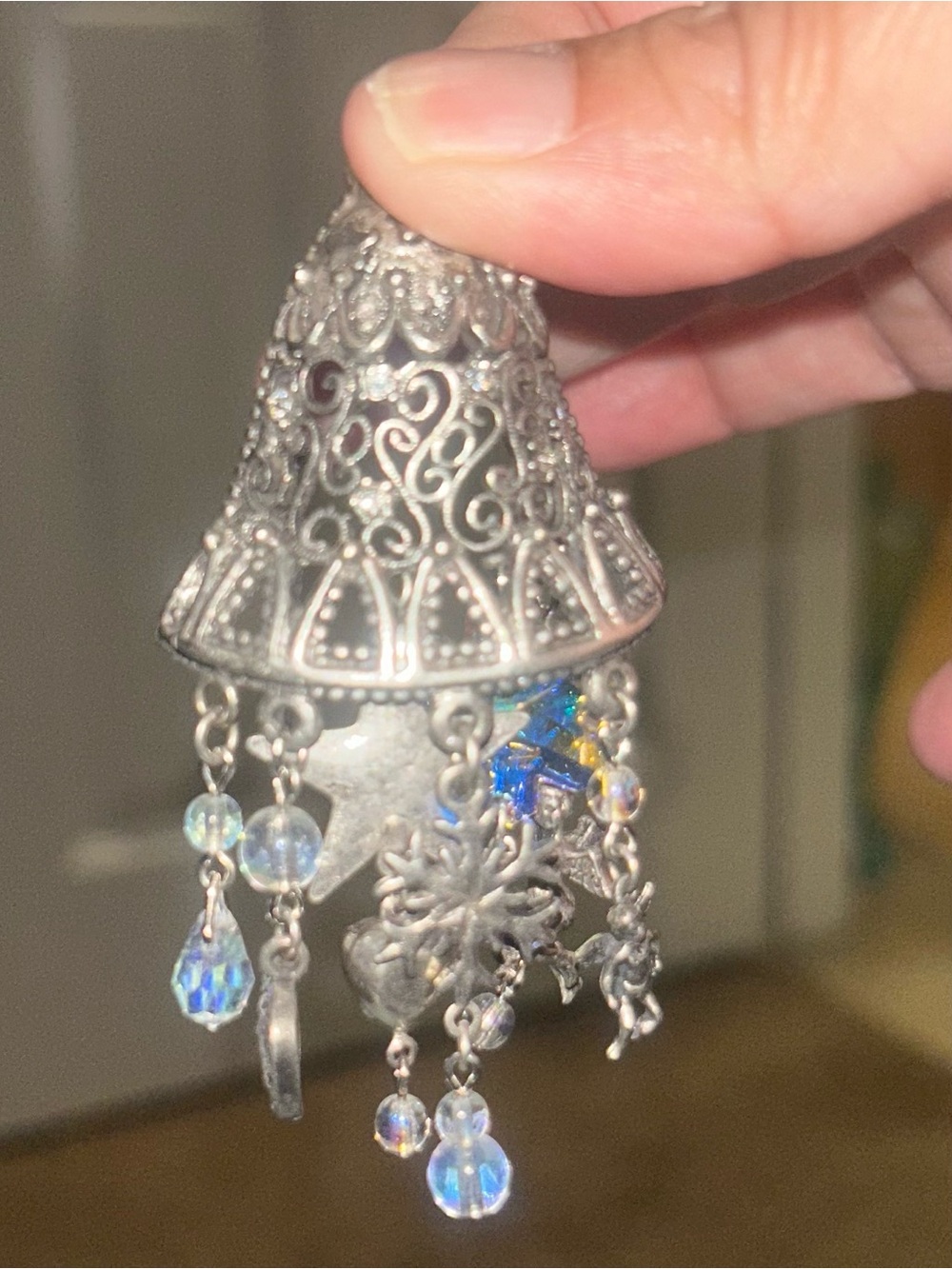 Kirks Folly Silver Bell Brooch, Crystal Snowflake Angels Stars Hearts Vintage